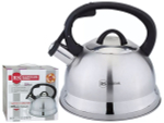 Чайник 2,5л нерж со свистком, черная ручка 7635-25RS\WK