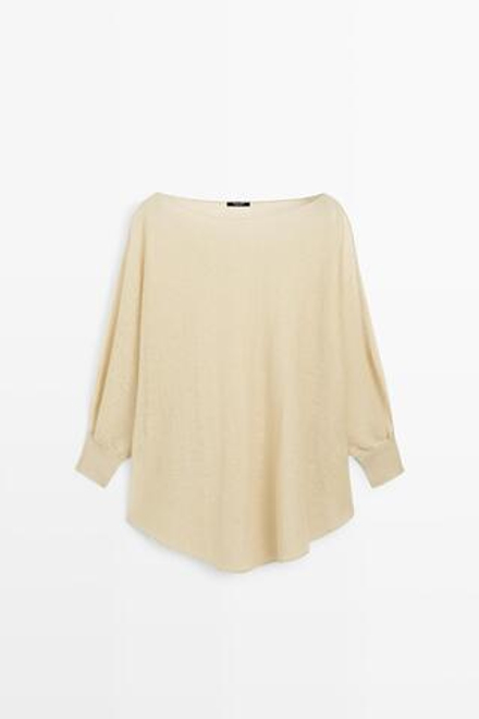Massimo Dutti Свитер-накидка из смесового льна, песочный