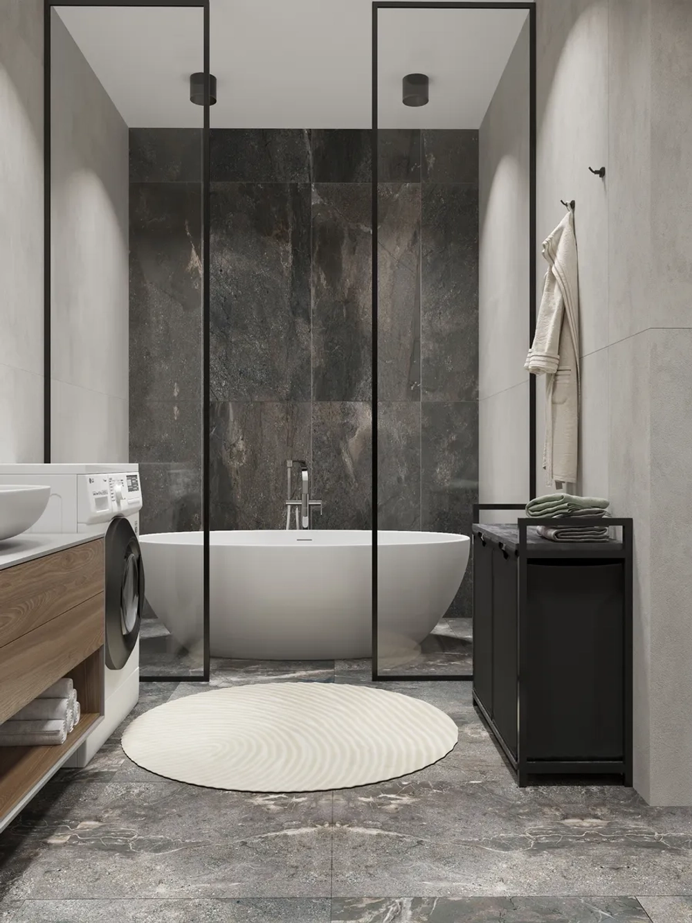 Тумба в ванную с мешками для белья