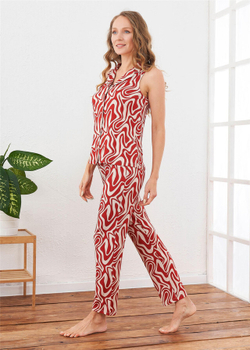 RELAX MODE / Пижама женская со штанами летняя вискоза домашний костюм - 10687