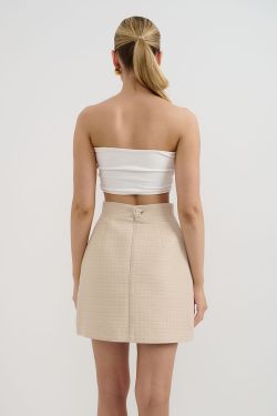 Юбка мини со стежкой бежевого цвета