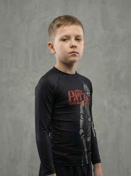 Рашгард детский черный с длинным рукавом Рать2 красная