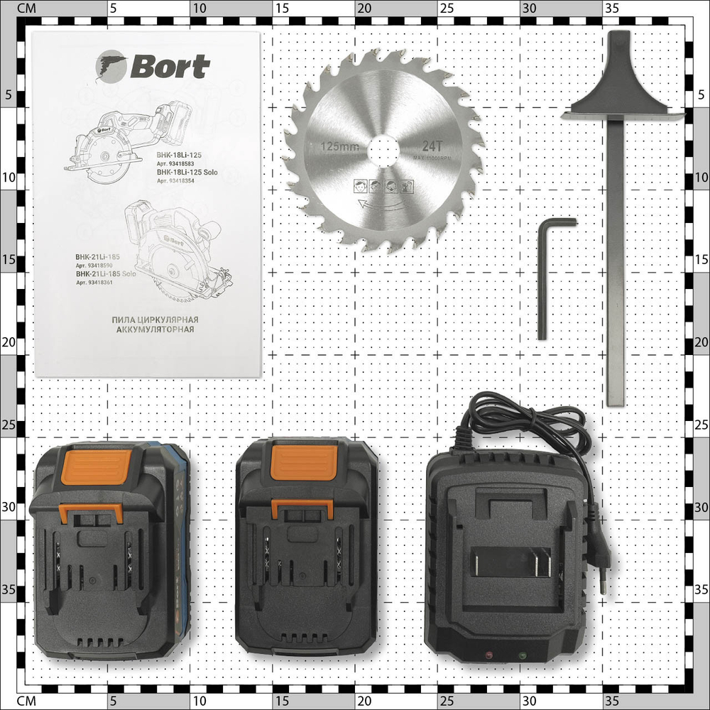 Пила циркулярная аккумуляторная BORT BHK-18Li-125 (2*3,0 Ач + ЗУ)
