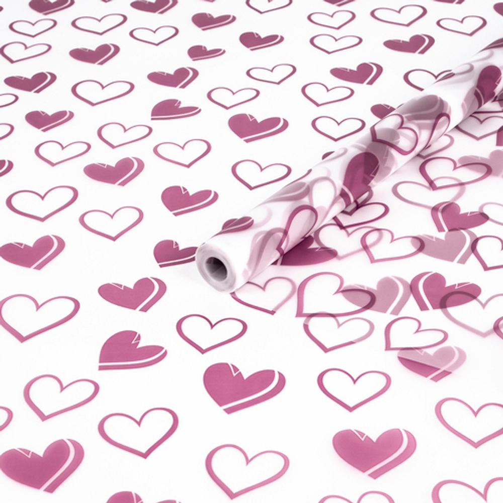 Пленка мат-я Сердечки №1 БОРДО 60см*200гр