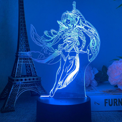 Акриловый светильник на черной подставке "Genshin Impact / Геншин - Баал"