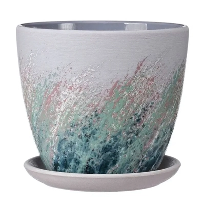 Горшок керамический Живопись сиреневый крокус №2