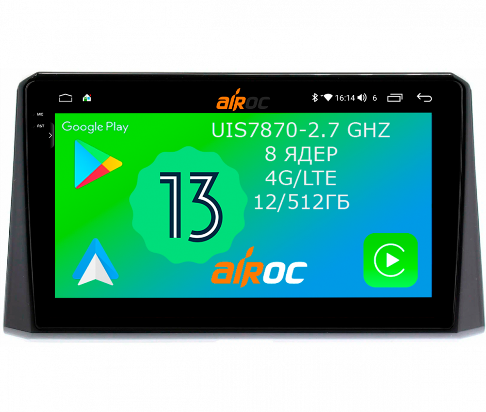 Магнитола для Toyota Corolla E210 2019-2024+, Corolla Cross - Airoc 2K AU-1127 Android 13, TS20, 12/512Гб, SIM-слот