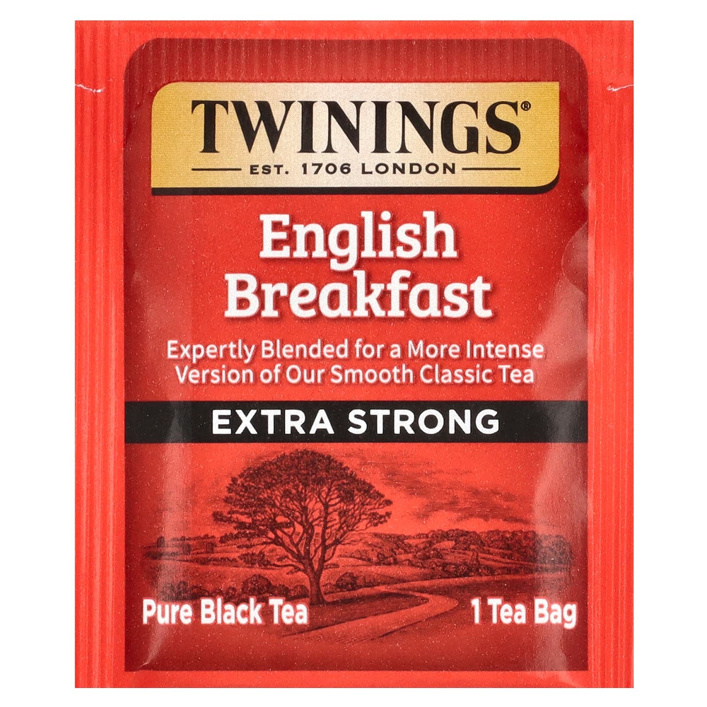 Twinings, чистый черный чай, английский завтрак, экстракрепкий, 20 чайных пакетиков, 50 г (1,76 унции)