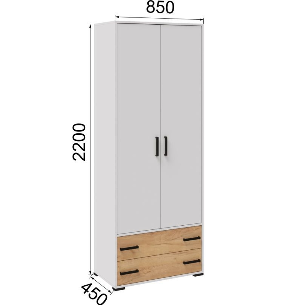 Шкаф распашной для одежды Лючия белый/дуб крафт золотой Микон