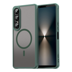 Чехол с MagSafe для Sony Xperia 1 VII (1-7), зеленые боковые рамки и тонированная прозрачная крышка