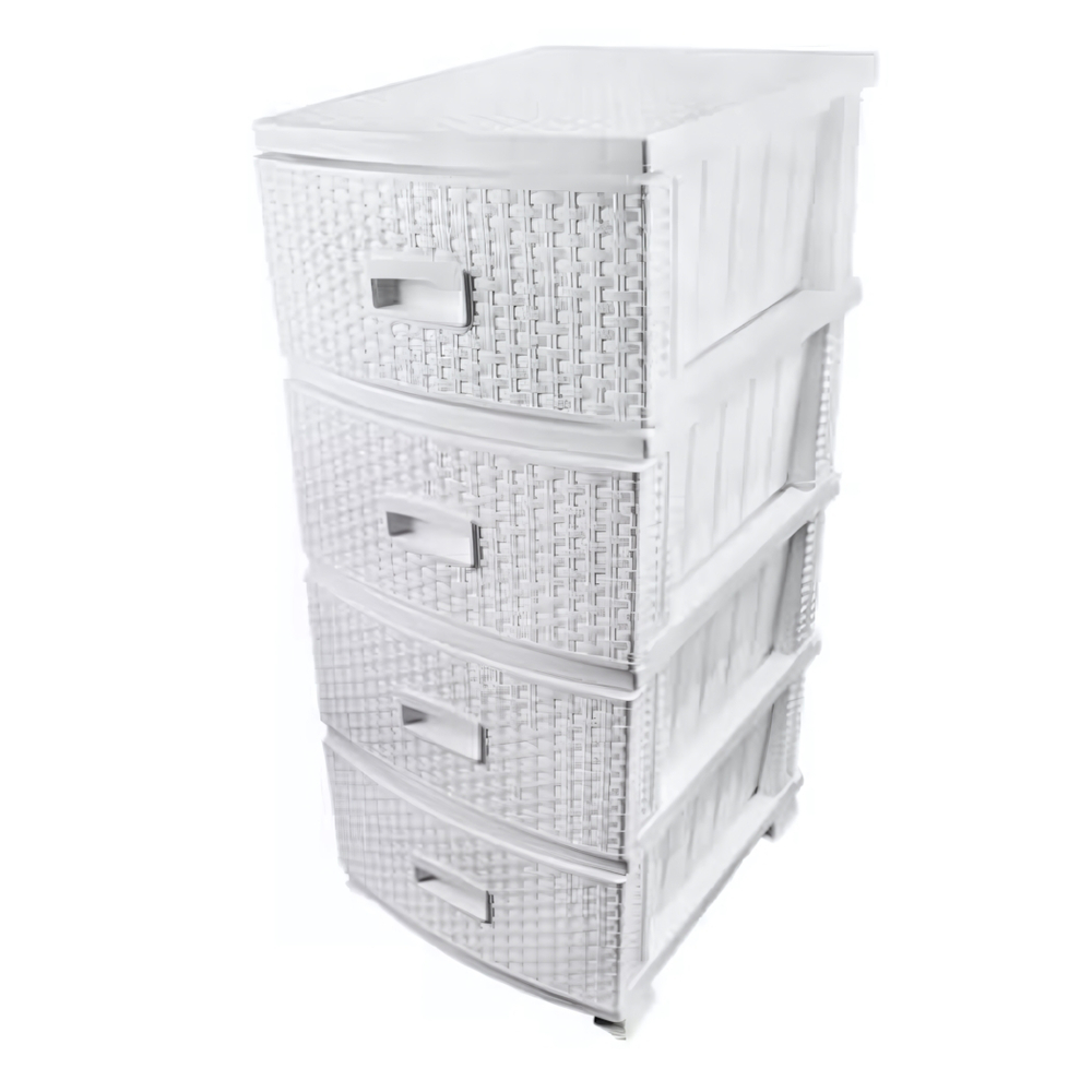 Комод ДЕКОР 4-х РОТАНГ белый РП-421