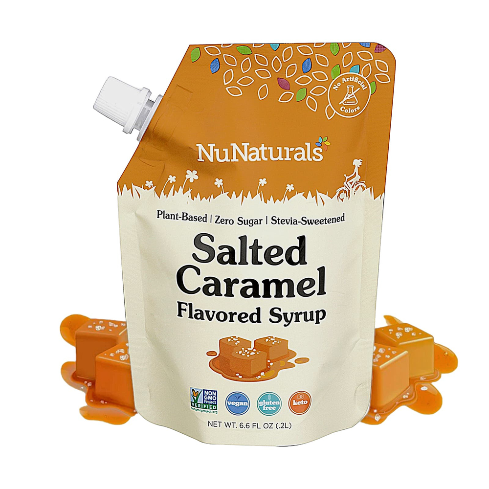 NuNaturals, NuStevia, Сироп со вкусом соленой карамели, 6,6 жидких унций (0,2 л)
