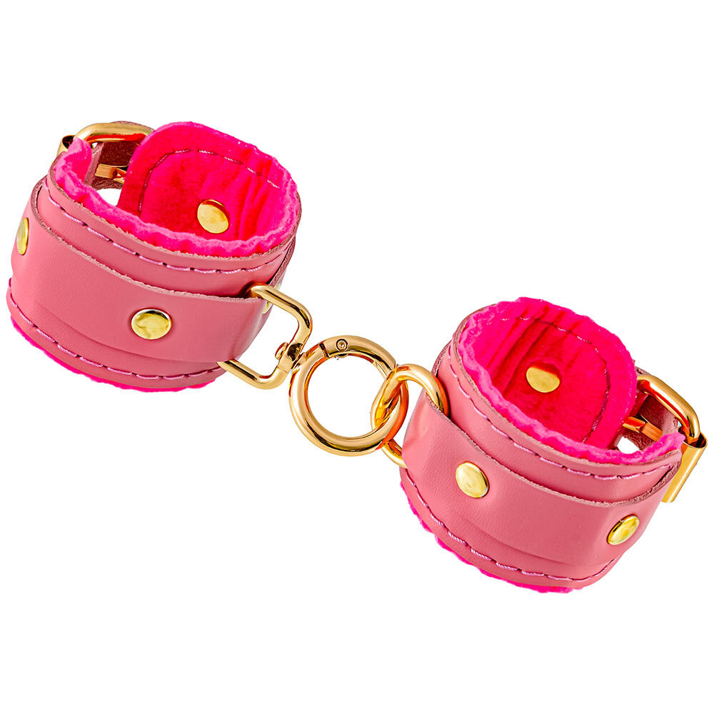 Наручники-браслеты Pecado BDSM, «МИНИ» двуслойный, оригинальная сцепка, натуральная кожа, розовый