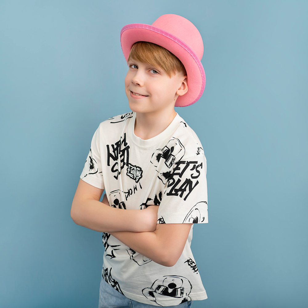 Шляпа, Цилиндр, фетр, Розовый, 56-58 разм.