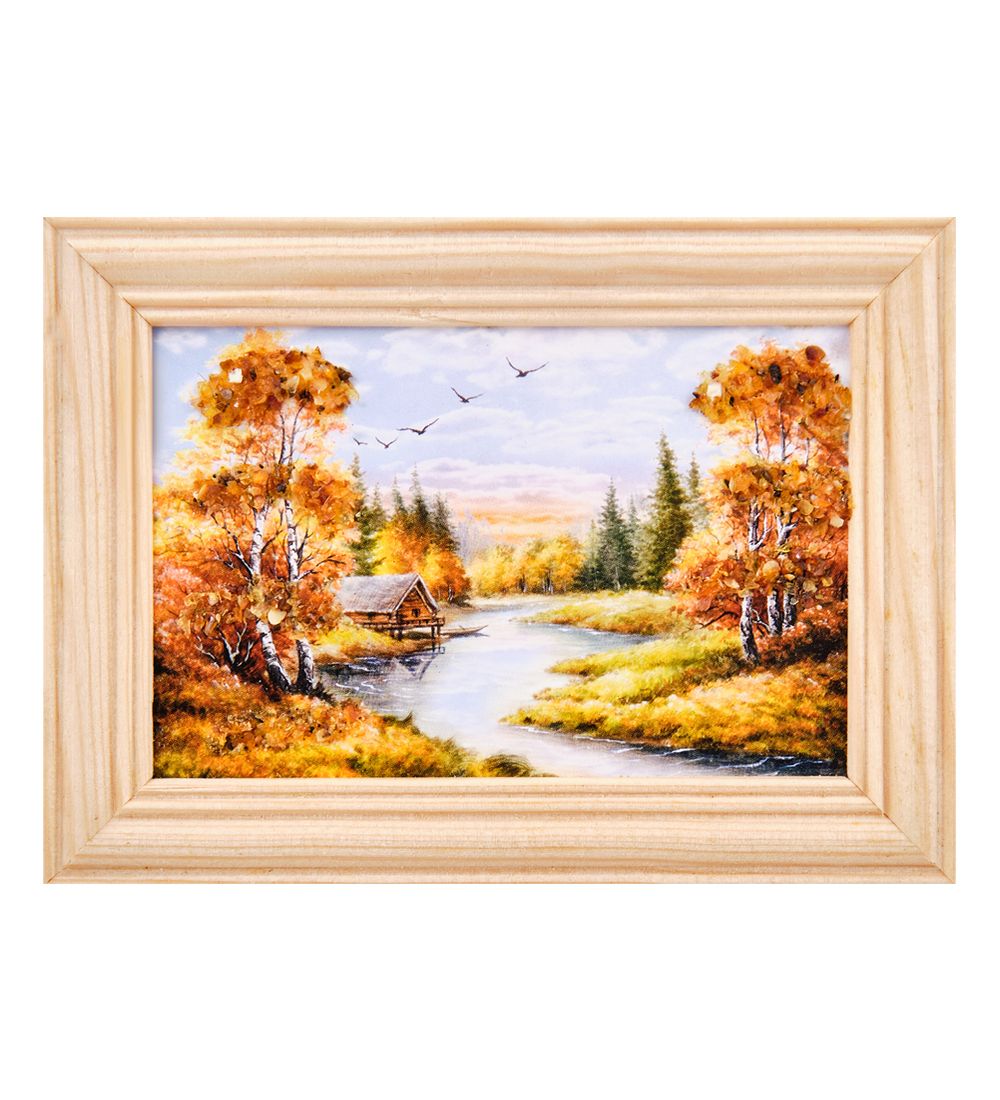 AMB-56/ 9 Картина «Красота природы» (с янтарной крошкой) дер.рамка 8х12