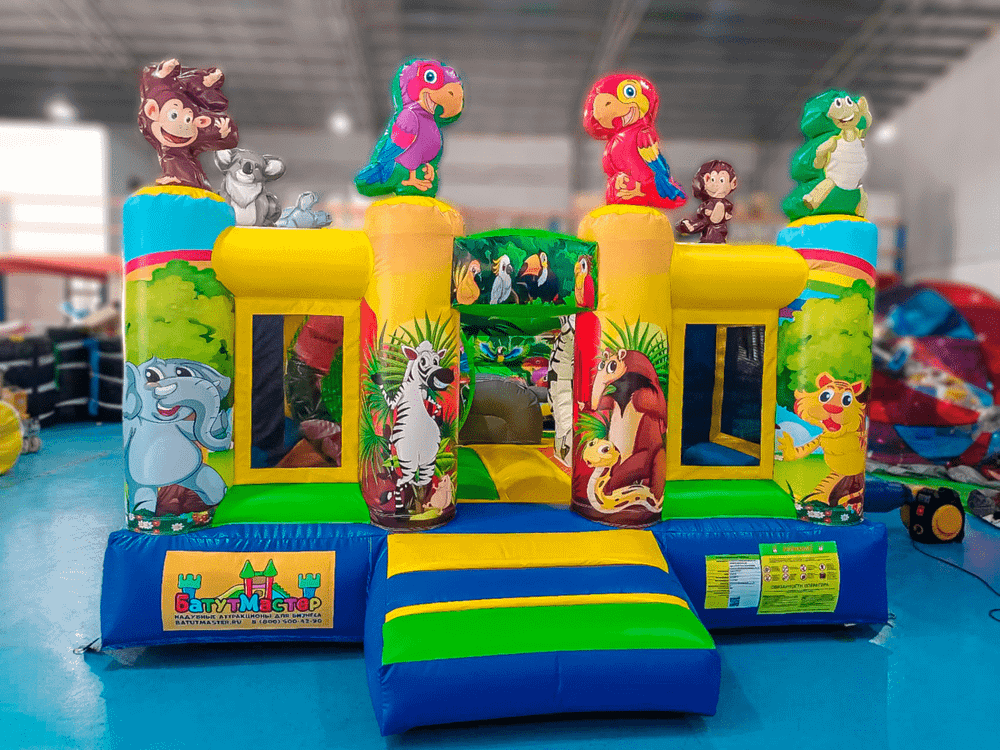 Коммерческий надувной батут «Попугайчики 2» без горки, размер 3,5*3,5*2,5 м