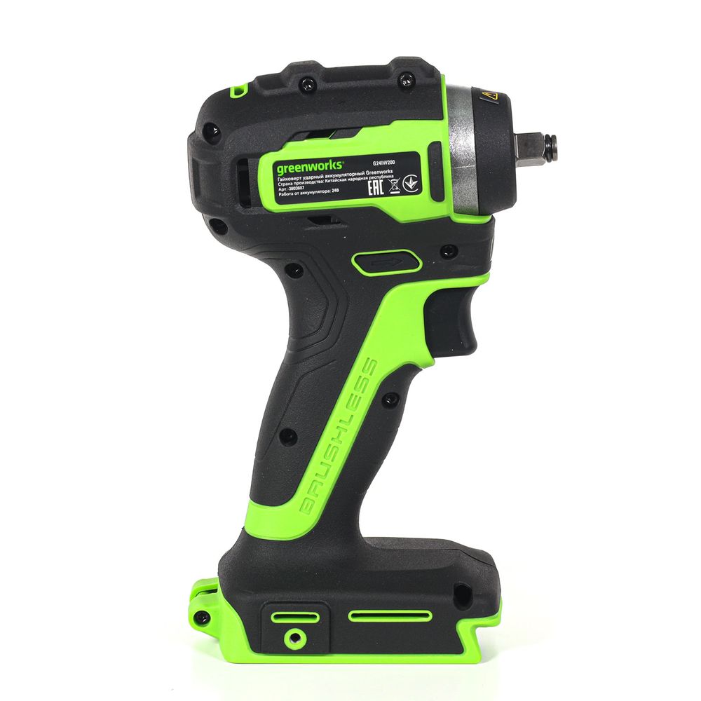 Гайковерт ударный аккумуляторный Greenworks G24IW200 Арт. 3803607, 24V, 200 Нм, бесщеточный, без АКБ и ЗУ