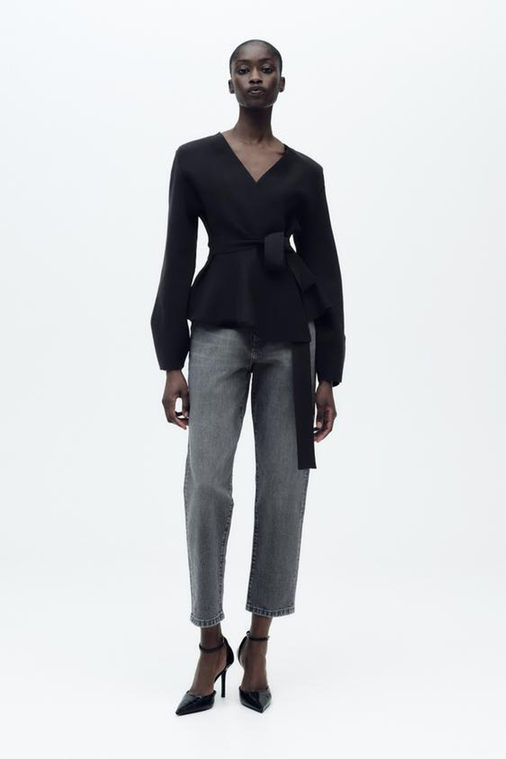 ZARA ДЖИНСЫ Z1975 SLIM MOM FIT С ВЫСОКОЙ ПОСАДКОЙ, СЕРЫЙ