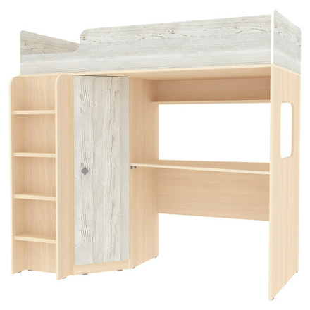 Кровать-чердак КарИВи Л-B605.41 75x175  Дуб Молочный Винтерберг