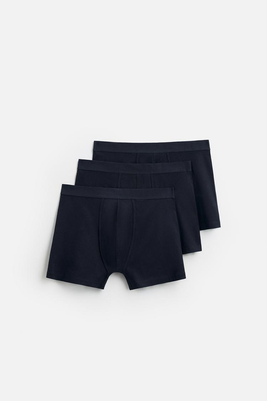 ZARA НАБОР ИЗ ТРЕХ БАЗОВЫХ ТРУСОВ-БОКСЕРОВ, МОРСКОЙ СИНИЙ