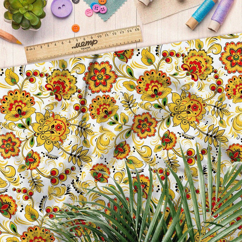 Ткань барби белая хохлома