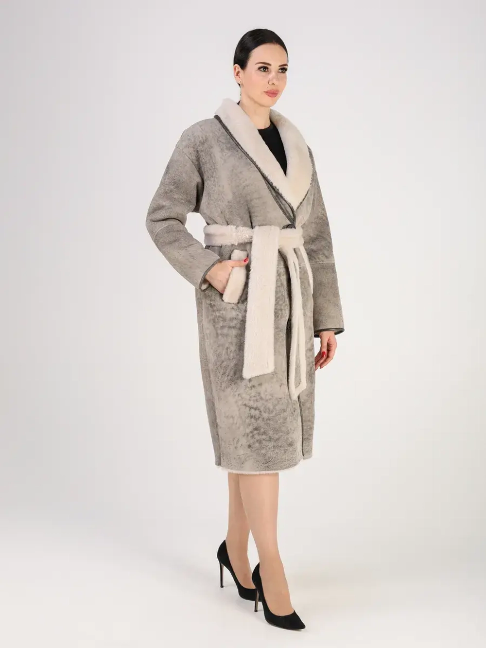 Дубленка зимняя натуральная длинная оверсайз