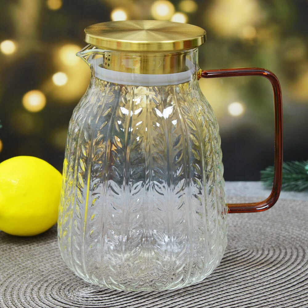 Чайник-кувшин заварочный 1,5л, рельефное стекло, ZEIDAN Z-4340