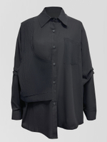 Рубашка SSJZ 2221 однотонная удлиненная с карманом и вставкой впереди