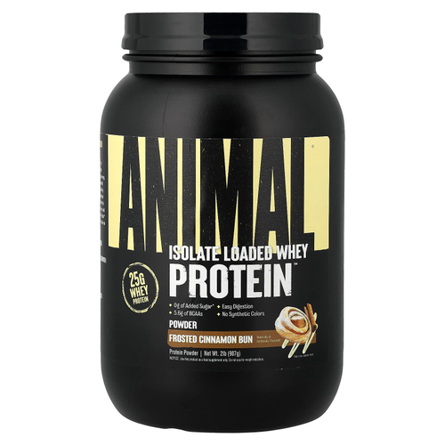 Animal, Isolate Loaded Whey Protein™, порошок из сывороточного протеина, со вкусом булочки с корицей, 907 г (2 фунта)