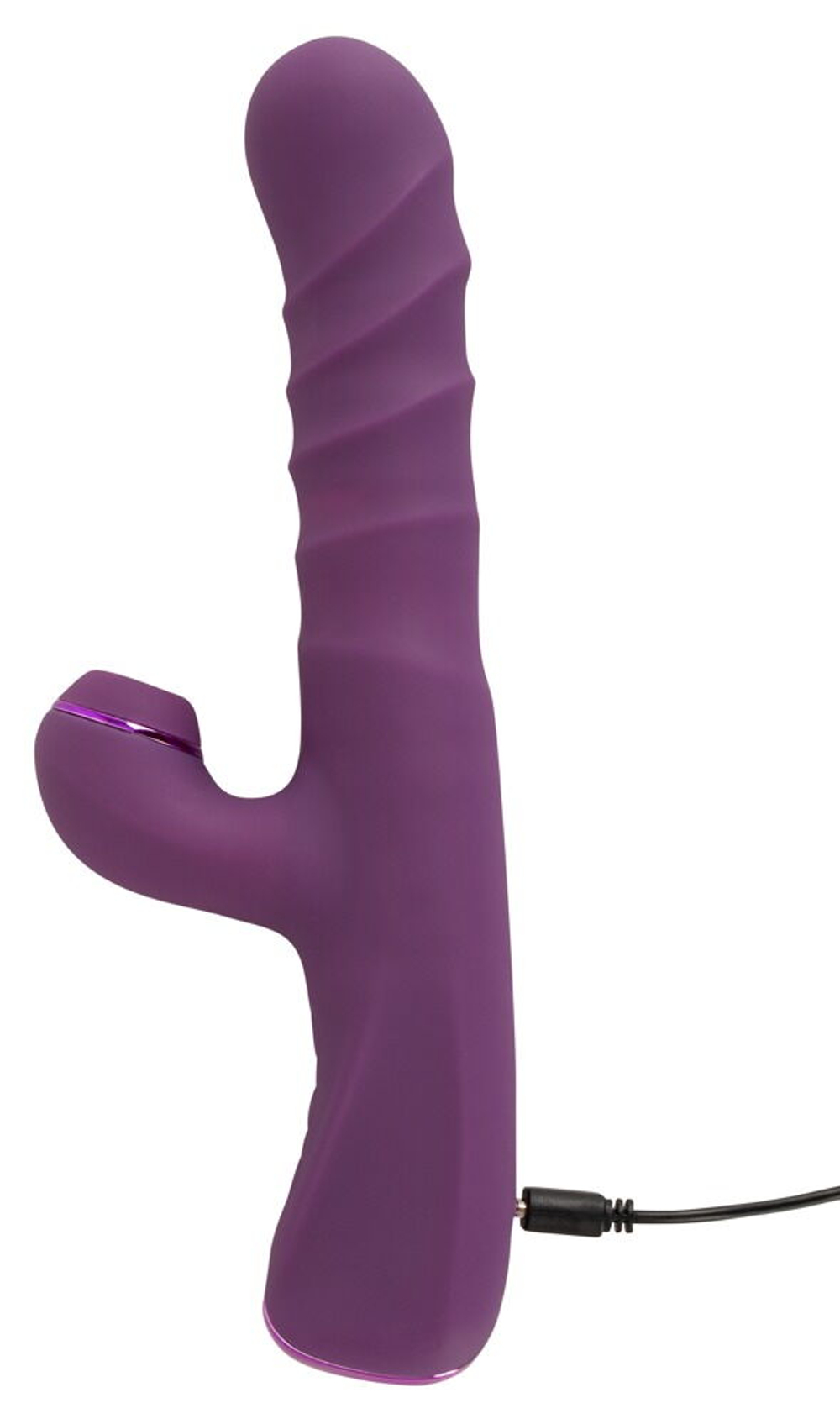 Фиолетовый вибратор-кролик с функцией постукивания и фрикциями 3 Function Rabbit Vibrator - 23,7 см. (Цвет: фиолетовый)