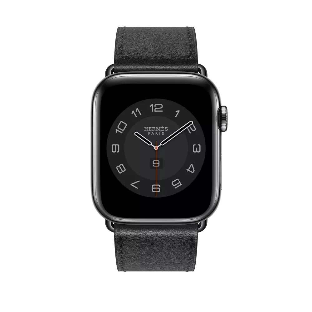 Apple Watch Series 8 Hermes 45mm, черный корпус, классический кожаный черный ремешок