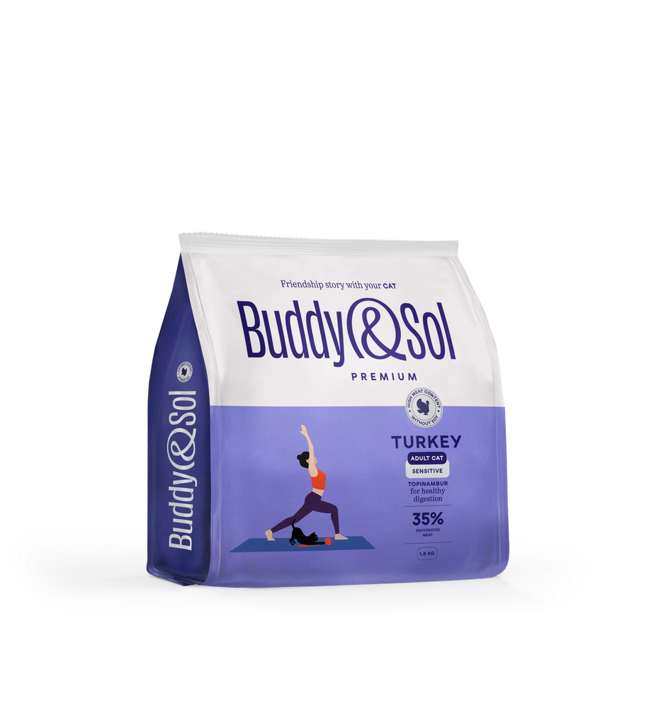 Сухой корм Buddy&amp;Sol PREMIUM SENSITIVE с индейкой для взрослых кошек с чувствительным пищеварением 1,8 кг