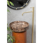 Раковина накладная Boheme Sole Corian 400*130 Emprador с пьедесталом Corian 300*720 Red Wood