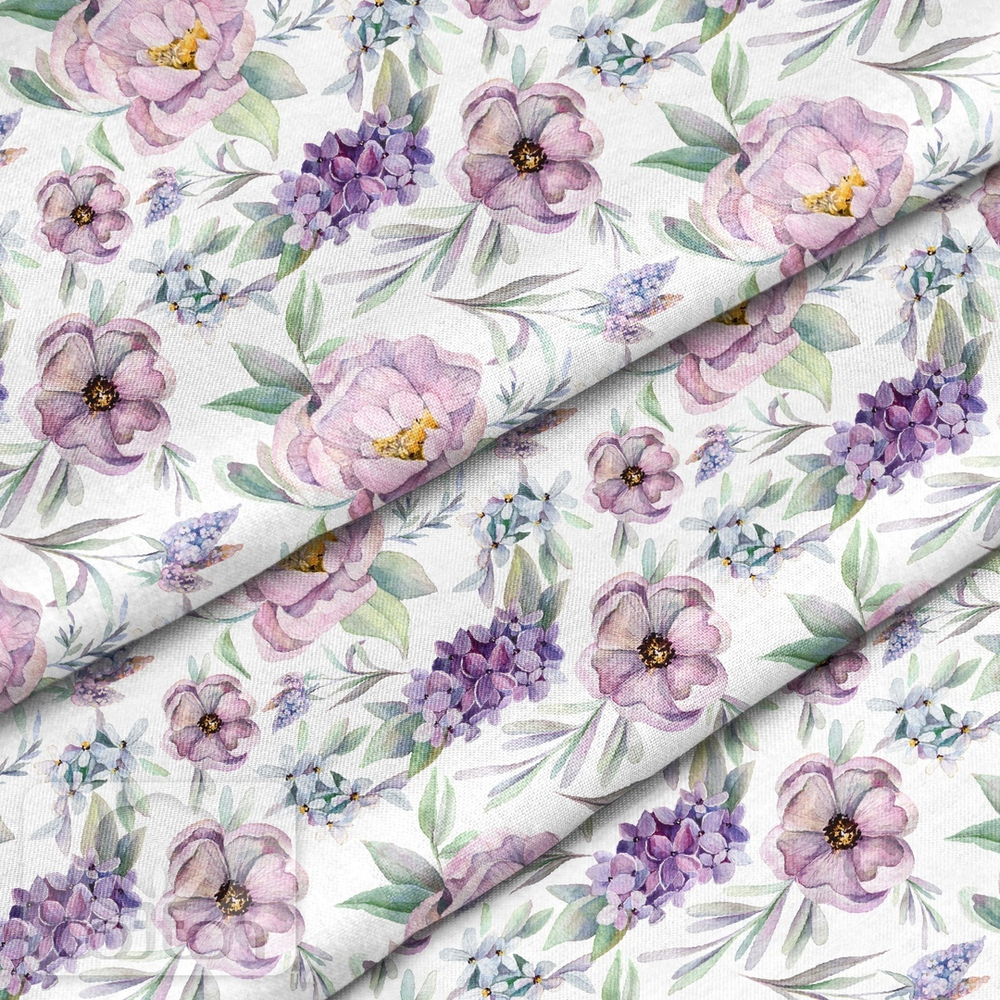 Отрез хлопка "Акварельный букет"