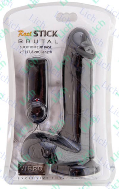 Чёрный вибратор на присоске, 17,8 см