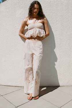 ZARA ТОП ОБЪЕМНОГО КРОЯ С ВЫШИВКОЙ, ЦВЕТ РОЗОВОГО ДЕРЕВА