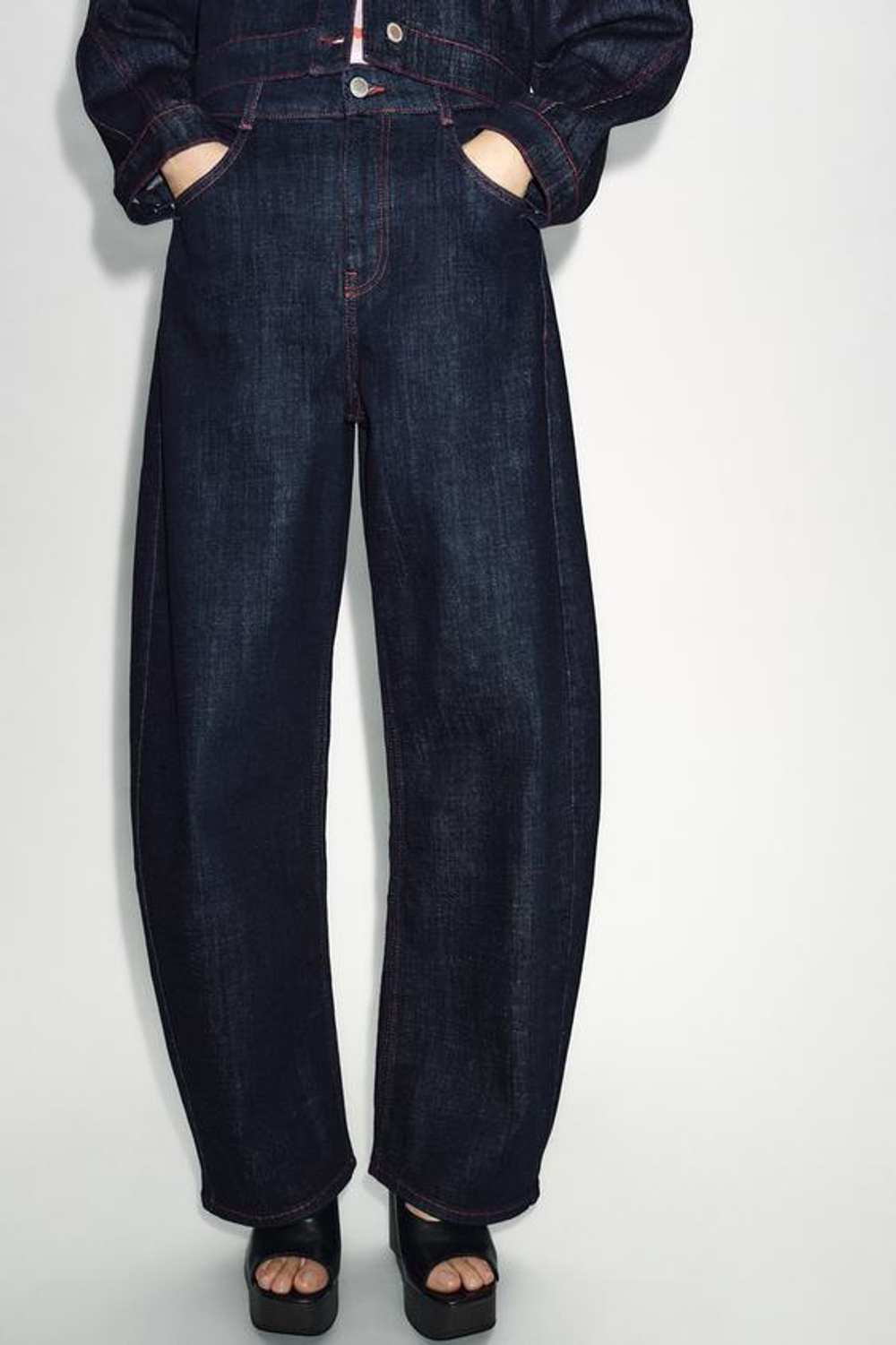 ZARA ДЖИНСЫ Z1975 BARREL С ВЫСОКОЙ ПОСАДКОЙ, СИНИЙ