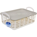 Корзина для хранения с крышкой «ЛАРГО», цвет белый, 33*23,5*16см (лейбл Селфи)