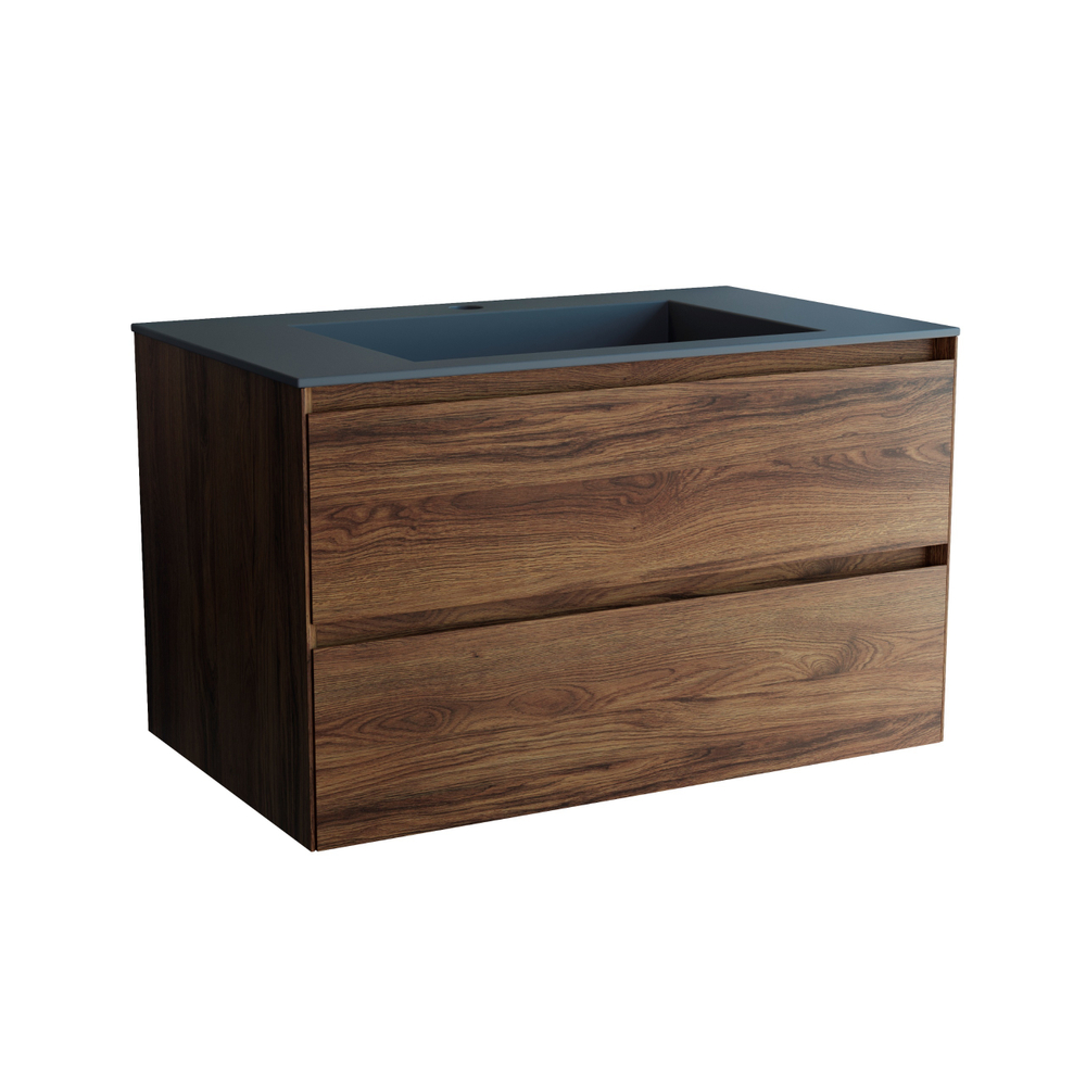 Тумба под раковину Vincea Luka 800 подвесная, 2 выкатных ящика soft-close, С.Oak