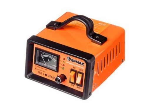 Зарядное устройство автоматическое трансформаторное Ермак АТЗ-5Р, 0-5А 6В/12В металл корпус регул.