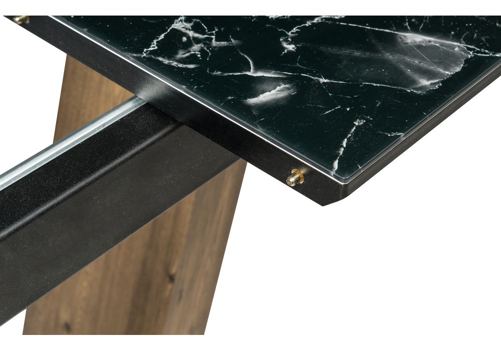 Стол на тумбе Иматра 140(180)х80х76 мрамор черный / черная шагрень