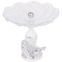 Фруктовница-конфетница Терра Сонг со стеклянной чашей Серебро