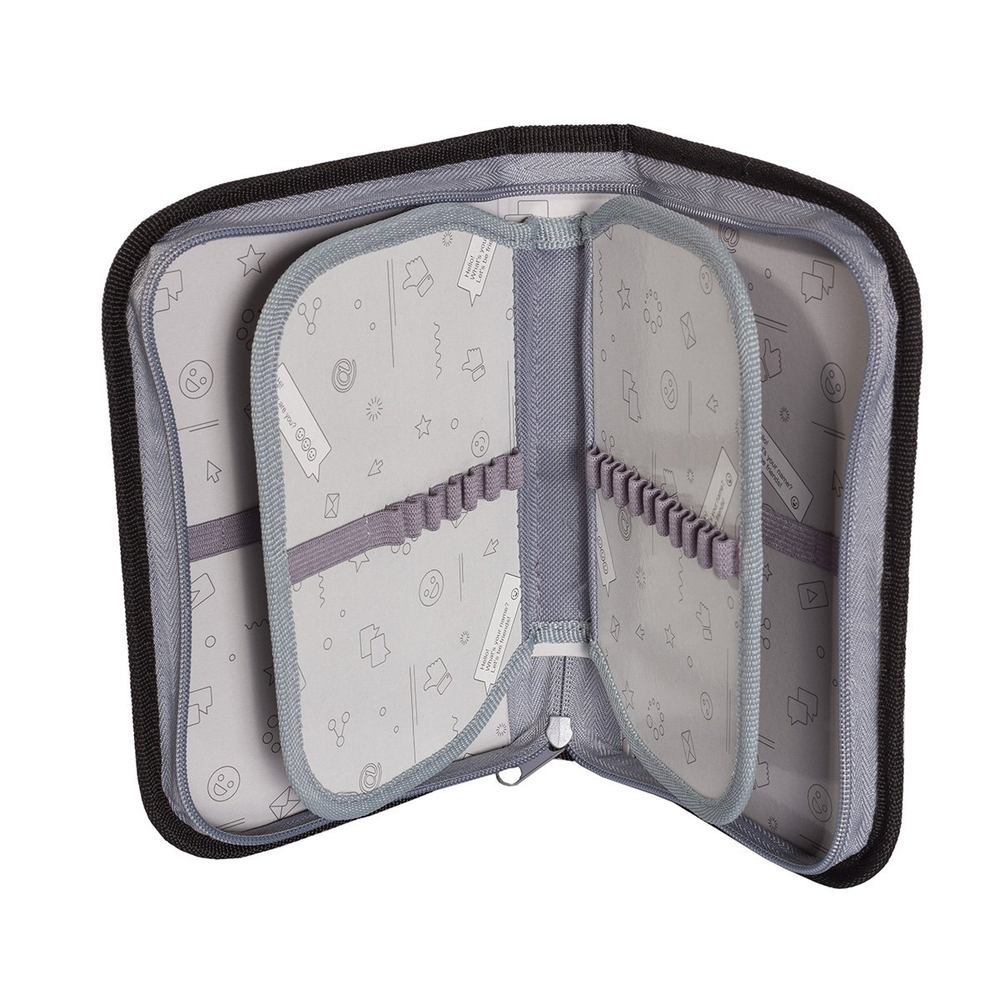 Пенал 1 отделение 2 откидные планки Alingar, ткань, молния, 140 х 210 мм, "Девушка Fashon", черно-белый (девушка возле машины)