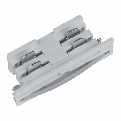 UBX-A11 SILVER 1 POLYBAG Соединитель для шинопроводов прямой внутренний. Трехфазный. Цвет — серебряный. Упаковка — полиэтиленовый пакет.