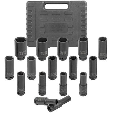 Набор головок ударных глубоких, 16пр.(6-гр),1/2''(10-19, 21, 22, 24, 27, 30, 32мм),в кейсе RockForce##Rock FORCE RF-4169-5MPB