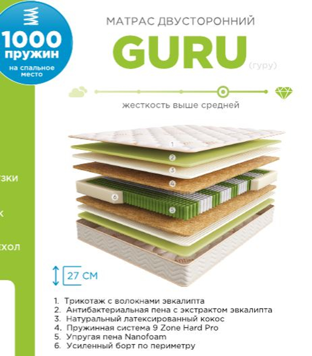 Матрас Sontery by Askona Slep Tonic Guru 160x200х27, среднежесткий/среднежесткий