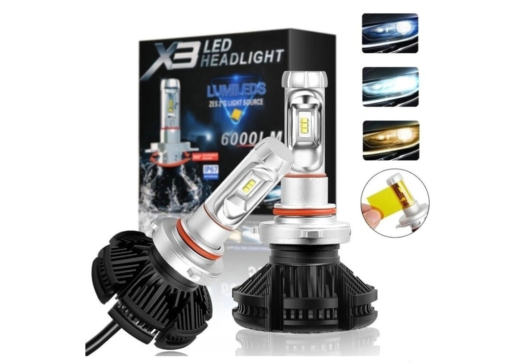 Комплект (H4) светодиодных ламп X3 Led Headlight (H4) 50W 6000Lm (2 шт. / комплект) 0.3 кг 16х15х7