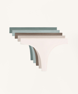 OYSHO Набор из пяти трусиков-стрингов из смесовой хлопковой ткани, норка