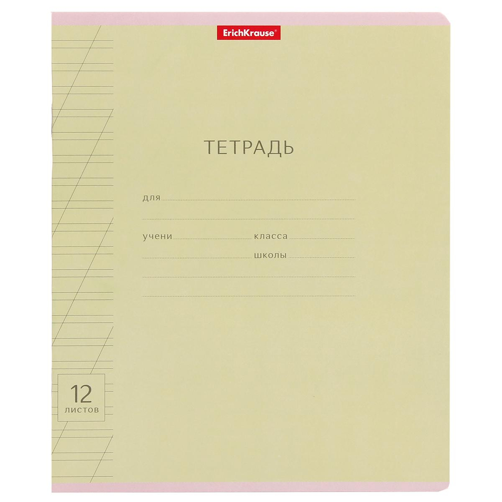 Тетрадь школьная А5 12л косая линия,зеленая "Классика Visio" (Erich Krause) микс цветов (комплект 3 шт)
