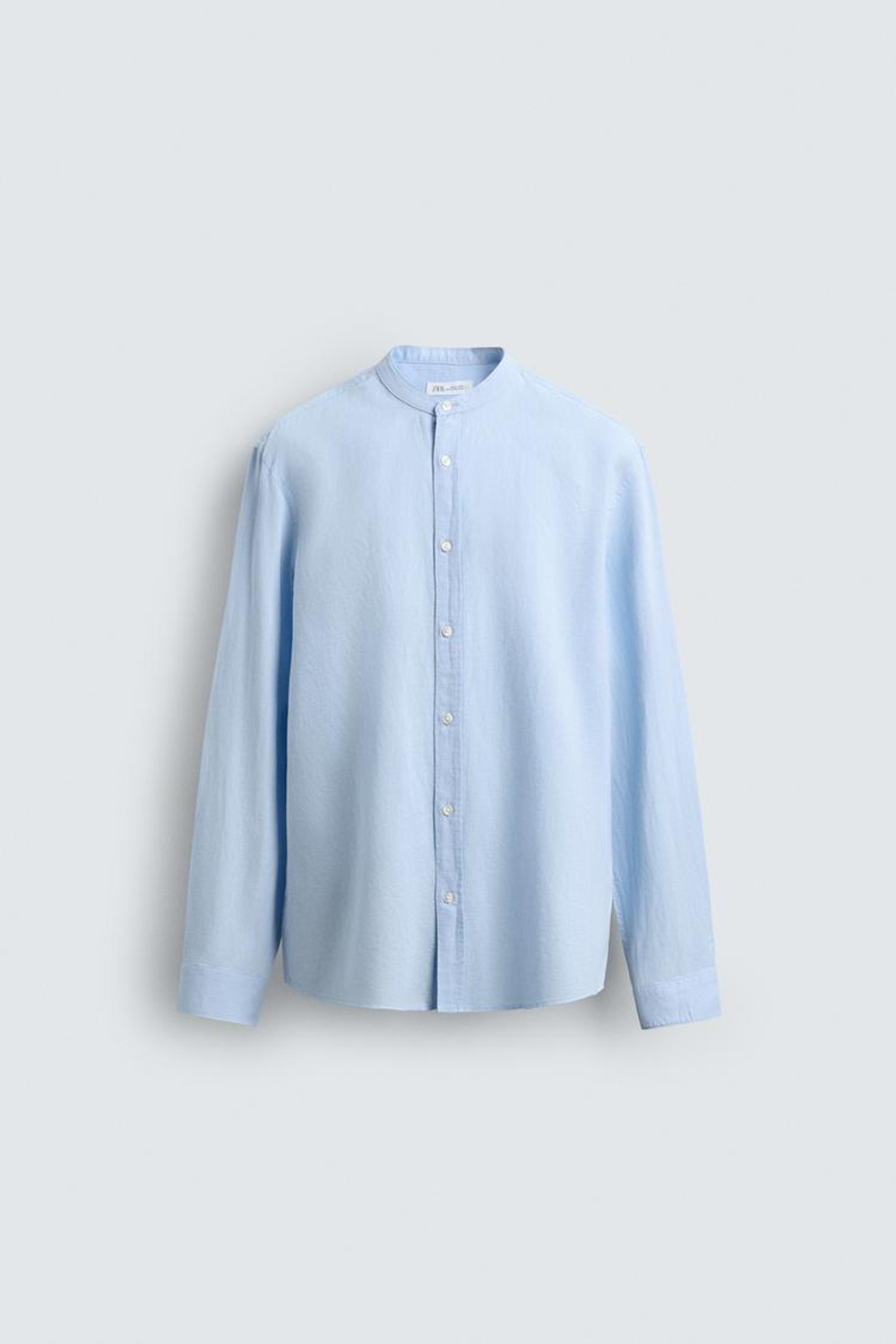 ZARА РУБАШКА RELAXED FIT ИЗ ЛЬНА И ХЛОПКА, НЕБЕСНО-ГОЛУБОЙ